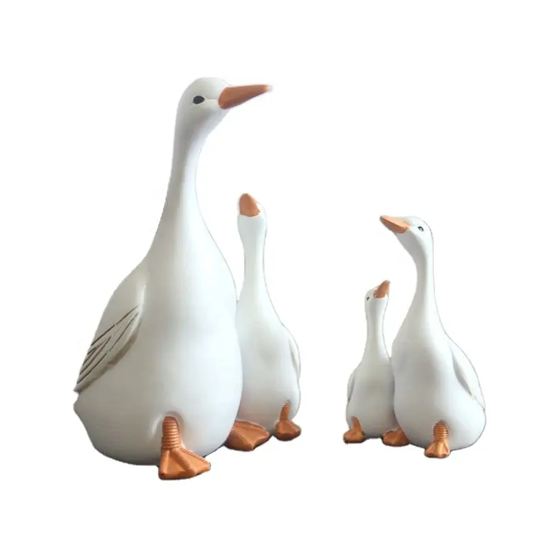 Statue de canard en 3d, ornement de jardin, Figurine blanche en éponge pour mère et bébé, décoration de la maison