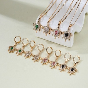 Parures de bijoux tendance pour femmes en zircon plaqué or 18 carats, boucles d'oreilles et colliers, accessoires de bijouterie en gros - Product Image 3