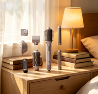 Anbolife Brosse à cheveux LED 1200W BLDC à revêtement céramique, multi-températures, multi-accessoires, 110 000 tr/min, ensemble sèche-cheveux 1 an de garantie