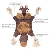 Jouet à mâcher durable pour chiens de taille moyenne, renard écureuil en peluche qui couine, avec rembourrage gratuit en daim résistant