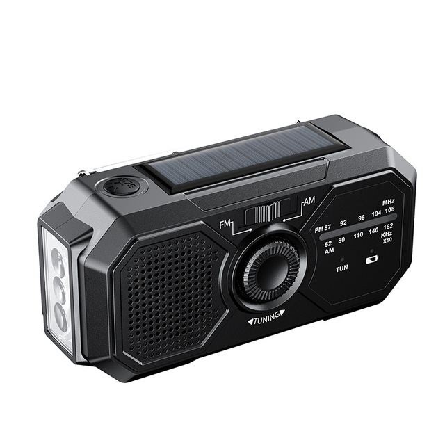 Multi Functional Emergency Radio, Solar Powered AM/FM/WB Hand Cranked Radio, Charging Flashlight