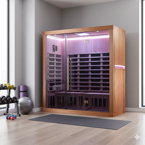 Sauna Interior de Infrarrojos Lejanos de Lujo Moderna para 3-4 Personas, Cabina Grande de Madera para Yoga Caliente con Banco Extraíble, para Sala de Estar/Dormitorio - Product Image 2
