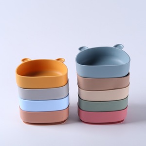 Assiette en silicone style ours de dessin animé, bol pour bébé avec ventouse manuelle, vaisselle de protection - Product Image 2