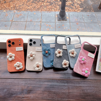 Coque de téléphone en jean avec deux belles fleurs pour iPhone 18 Pro Max et série 17 – Étui de protection mince anti-chute