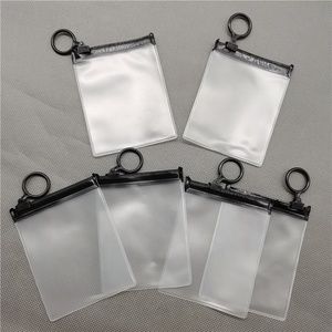 Sac à fermeture éclair en PVC <span class=keywords><strong>transparent</strong></span> givré avec poignée, fond carré auto-scellant, imprimé avec logo personnalisé, pour le rangement de bijoux - Product Image 1