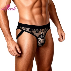 Intimo Sexy Trasparente da <span class=keywords><strong>Uomo</strong></span>, Slip in <span class=keywords><strong>Pizzo</strong></span> Nero con Fascia Elastica, Traspirante, <span class=keywords><strong>Perizoma</strong></span> Maschile - Product Image 3