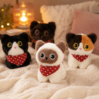 Mini porte-clés chat siamois en peluche calico avec haut-parleur, breloque de sac, jouet animal en peluche Kawaii, chaton moelleux, pendentif de sac à dos