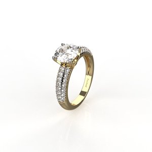 Anillo de Compromiso de Plata de Ley de 2 Quilates con Acabado en Oro - Product Image 3