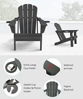 Ensemble de 2 chaises Adirondack modernes réglables en HDPE gris |   Supports de téléphone et porte-gobelets pliables, portables, imperméables et inclinables à 3 positions