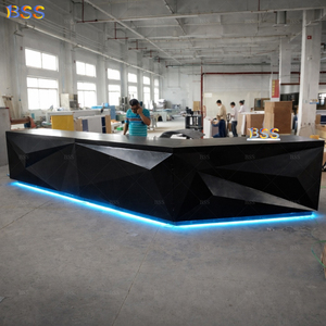 Barra de Bar Negra en Forma de L, Superficie Sólida Personalizada, Moderna y Elegante, para Salón de Personal, <span class=keywords><strong>Centro</strong></span> de Negocios, Sala de Exposiciones, Cafetería, Oficina, Sala de Descanso - Product Image 3