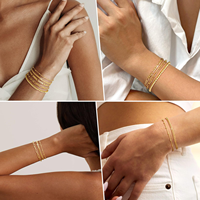 Ensemble de bracelets chaîne cubaine plaqués or à la mode pour femmes, bijoux géométriques ajustables tendance, accessoires en cuivre et zircon