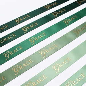 High Grade 100% Polyester 13mm Gift Wrapping Single Face Gold Silver Foil Printing Customized Brand Logo Printed <b>Ribbon</b> - Product Image 1