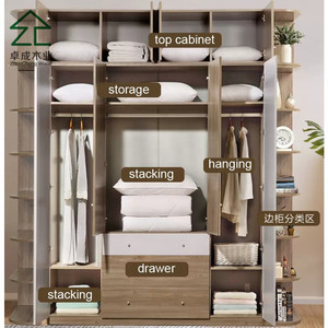 Armario de <span class=keywords><strong>Tres</strong></span> <span class=keywords><strong>Puertas</strong></span>, 4 y 6 <span class=keywords><strong>Puertas</strong></span>, Diseño Individual de 2 <span class=keywords><strong>Puertas</strong></span>, Diseño Corredizo, Armario Empotrado de 3 <span class=keywords><strong>Puertas</strong></span> para Dormitorio - Product Image 2