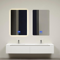 Miroir de salle de bain LED rectangulaire sans cadre, rétroéclairé, à commande tactile, 3 couleurs, anti-buée, montage vertical/horizontal, CE RoHS