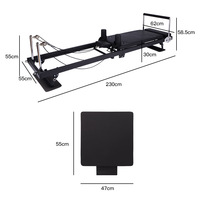 Reformer de Pilates pliable à domicile avec cadre étendu, lit de base en fer et revêtement en cuir PU pour entraînement de fitness