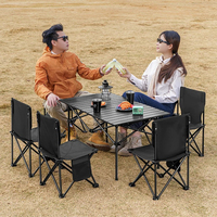 Ensemble de chaise et de table de camping pliables au design moderne, en acier durable avec finition en revêtement en poudre, mobilier d'extérieur à usage polyvalent