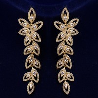 Anting-Anting Bentuk Bunga Peony Elegan dengan Zirkonia Kubik Pave untuk Wanita Aksesori Perhiasan Pesta Pernikahan Pengantin EL318