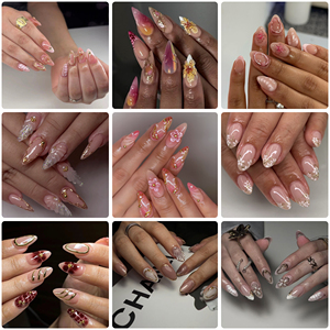 Unghie Finte Moderne e Chic Ispirate a Pinterest, Stile Kawaii Carino, Forma a Mandorla Corta, OEM ODM Etichetta Privata, Alta Resistenza in ABS - Product Image 3