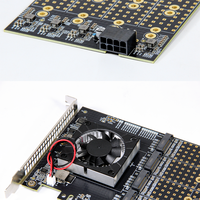 Tarjeta de Expansión PCIe 3.0 X16 a 8 Puertos M.2 NVMe, Chipset Broadcom PLX8749, Sin Necesidad de Bifurcación, Ventilador de Refrigeración Activo