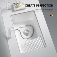 Lavabo en céramique de style moderne, lavabo simple, profond, à encastrer, pour salle de bain, balcon, lavabo, évier de salle de bain, évier de lavage