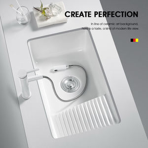 Lavabo de cerámica de estilo moderno, lavabo individual profundo bajo encimera, lavado de cara, baño, balcón, escurridor, fregadero de baño, fregadero de lavandería - Product Image 2