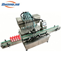 Machine de remplissage à pompe à engrenages 6 têtes 42L contrôlée par PLC Zhongjie, levage servo entièrement automatique pour eau, boissons, produits chimiques