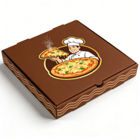 Scatola per Pizza in Cartone Ondulato SP4513, Ecologica e Riciclabile, con Laminazione Opaca Marrone e Logo Personalizzato per Asporto