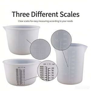 Tasses à mesurer pliables en silicone Tweller 50ML 100ML 250ML 500ML, réutilisables, avec échelle précise pour l'artisanat et la pâtisserie - Product Image 4