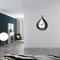 Gran moderno 16,5 pulgadas acrílico transparente y forma de gota Color negro acrílico gran sala de dibujo silencioso Reloj de pared creativo