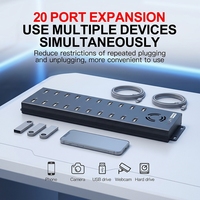 Hub de charge et synchronisation USB 2.0 Sipolar 20 ports 120W, station de charge de bureau pour téléphones et tablettes