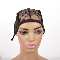 AHVAST Bonnet de perruque noir ajustable en maille extensible pour perruque, bonnet de perruque en filet de spandex