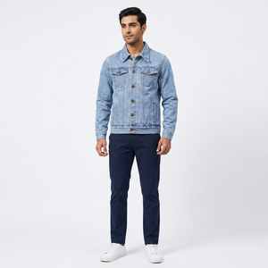 <b>Custom</b> Logo Men's Bomber <b>Denim</b> <b>Jacket</b> with Front Logo Fashionable Winter <b>Jacket</b> - Product Image 1