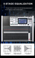 Xtuga T-32 Nuevo Diseño Mezclador de Audio Digital de 32 Canales con Entrada de Micrófono, USB, Pantalla Táctil, Consola de Metal, Procesador de Efectos y Tarjeta de Sonido