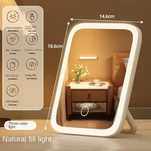 Fabricantes maquillaje iluminado Led con luces espejo de tocador inteligente estudiante dormitorio escritorio Luz de relleno pequeño espejo - Product Image 5