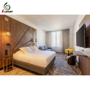 Set kamar tidur kayu polos gaya klasik Italia untuk furnitur apartemen Hotel vila