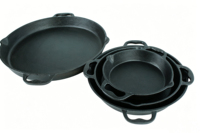 Ensemble de 4 ustensiles de cuisine en fonte pré-assaisonnés, casseroles et poêles antiadhésives robustes pour la maison, le camping et l'usage commercial, compatibles four