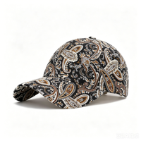 Casquette de baseball Oxford haut de gamme personnalisée de luxe vintage ethnique 100% Coton 6 panneaux, style Dad Hat, pour le sport, motifs Camouflage, Léopard, Feuille, à pois, Fruit, 5 panneaux