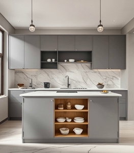 Muebles Completos, Modelo Plano, Estilo Moderno y Elegante, Modular de Lujo, Proveedor de Exteriores, Gabinete de Cocina Personalizable y Económico - Product Image 2