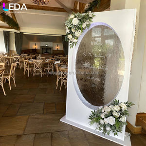 LEDA Modern <b>Metal</b> Water Effect Wedding Welcome <b>Sign</b> Illuminated Waterfall Backdrop Floral Accents for Reception Entrance Decor - Product Image 6