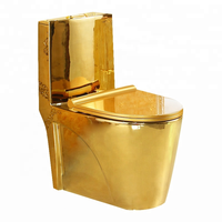 Articles sanitaires en céramique toilette de luxe couleur or toilette monobloc montée au sol