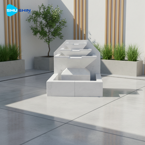 <span class=keywords><strong>Fontaine</strong></span> <span class=keywords><strong>murale</strong></span> côtière propre en marbre blanc, sculptée à la main, personnalisée, parc extérieur, matériau en marbre naturel - Product Image 5