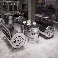 Ensemble de canapé de bar de style industriel moderne avec table en fer Mobilier au design créatif moderne avec logo personnalisé pour café pub