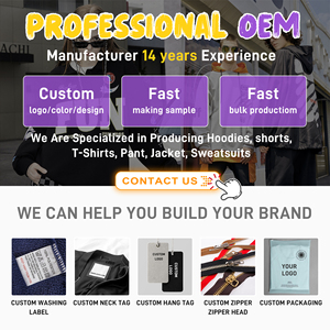 OEM Tùy Chỉnh Xếp Thêu Logo Thời Trang Phố Áo Thun Cổ Điển Nửa Dây Kéo Axit Rửa Đau Khổ loe Mồ Thôi Và Áo Bộ - Product Image 4