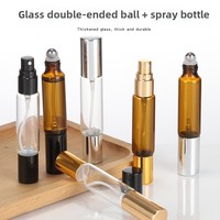 Rouleau double vide de 10 ml pour flacon d'huile essentielle, parfum unique ambré, couvercle en aluminium sérigraphié or/argent/noir