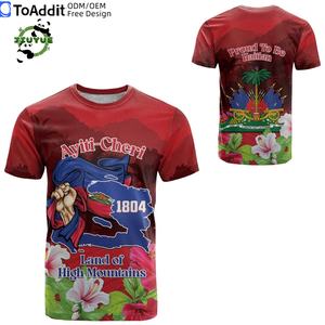 Maglietta a Maniche Corte <span class=keywords><strong>con</strong></span> Bandiera Haitiana Stampata, Logo Personalizzato, Abbigliamento Sportivo per Calcio - Product Image 4