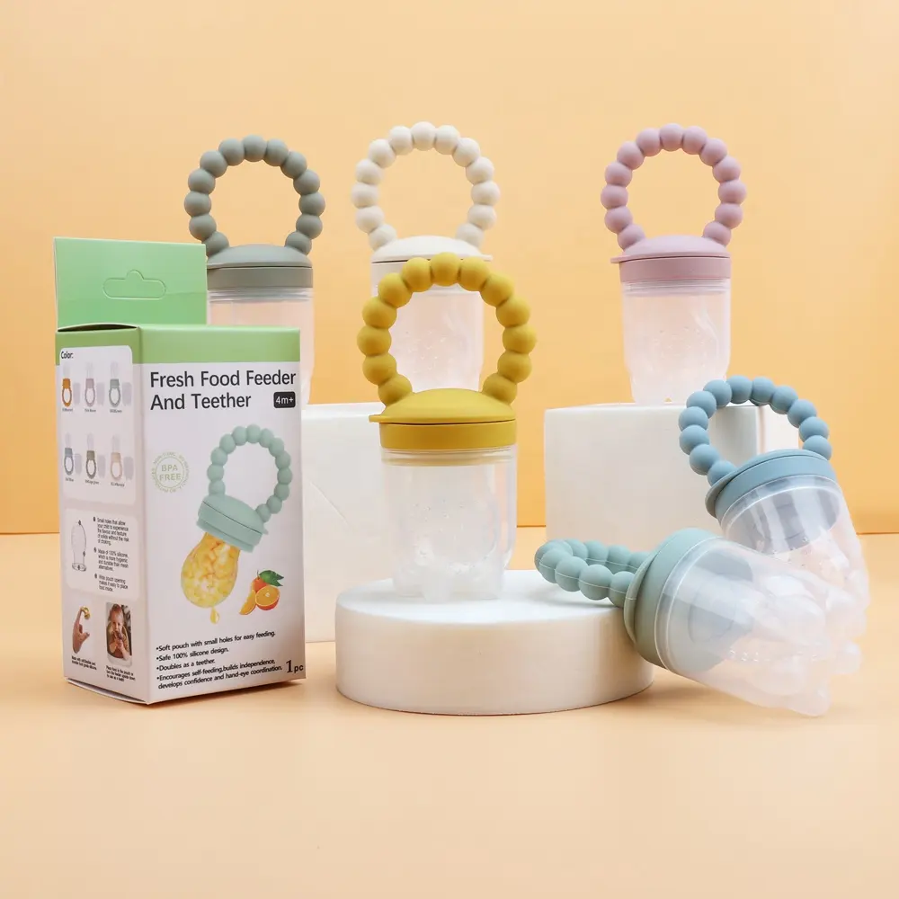 Özel toptan gıda sınıfı silikon bebek meyve emzik bebek meme BPA ücretsiz besleme gıda taze bebek silikon meyve emzik
