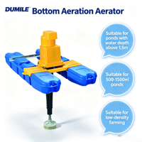 Aérateur de fond pour bassin aquacole, machine d'aération flottante avec hélice submersible pour bassin à poissons de 500 à 1500 m²