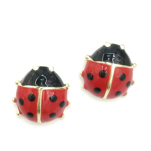 Nuovo arrivo <span class=keywords><strong>coccinella</strong></span> <span class=keywords><strong>orecchini</strong></span> per bambine rosso smalto nero in modo sicuro per matrimoni - Product Image 1