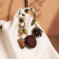 Natuurlijke planten fruit bos stijl vintage tas charme handgemaakte Bodhi zaad sleutelhanger stijl literaire botanische girly portemonnee sleutelhanger