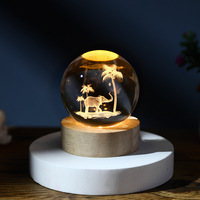 Cadeau de la Saint-Valentin et d'anniversaire, boule de cristal transparente gravée au laser 3D, lampe de nuit, design personnalisable écologique, luminaire pour la maison